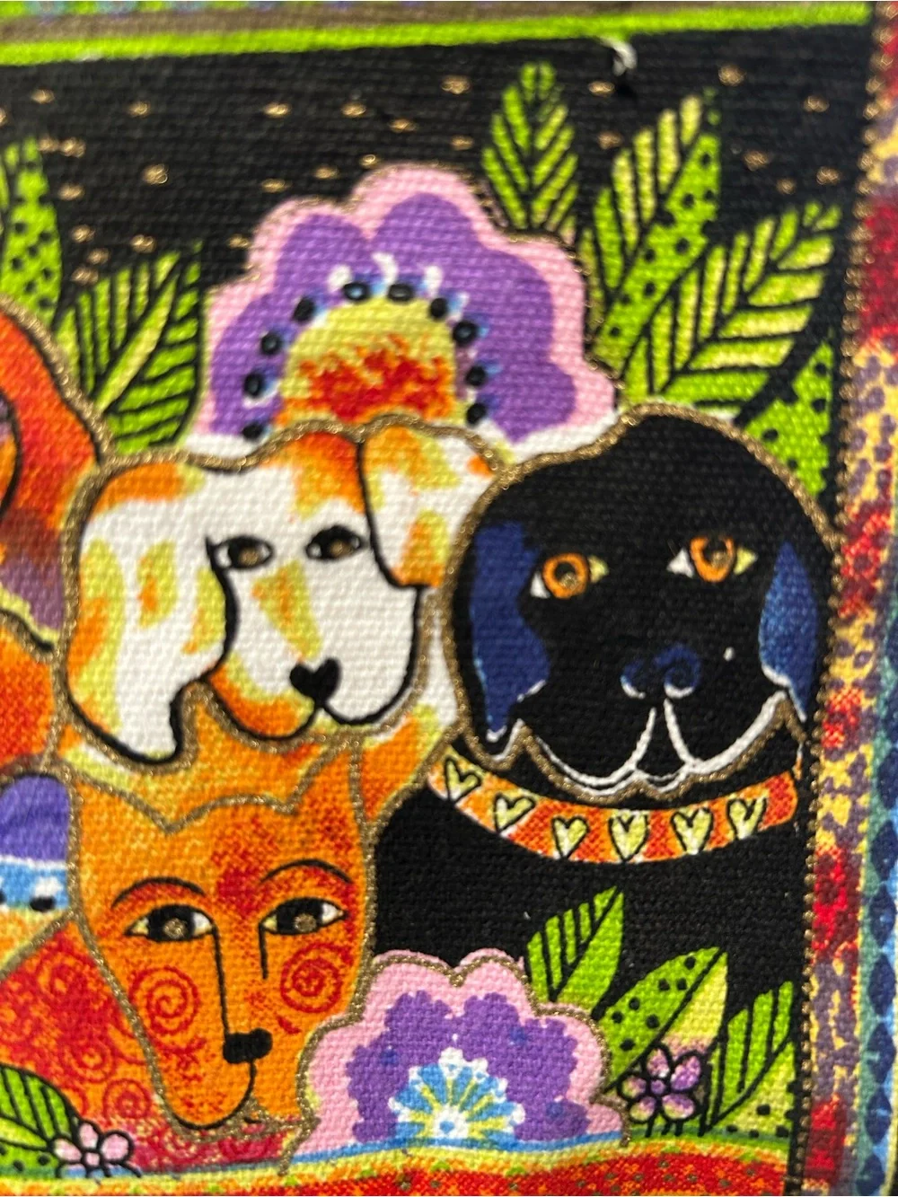 Laurel Burch Multicolored Pouch Featuring Dogs - Picture 3 of 4